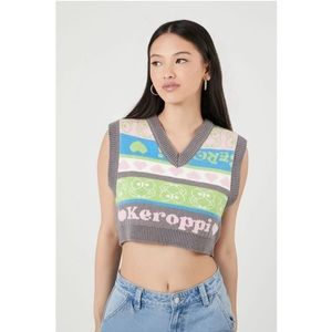 FOREVER 21 Cropped HELLO KITTY Keroppi Sweater Vest Color Green/MULTI Size S